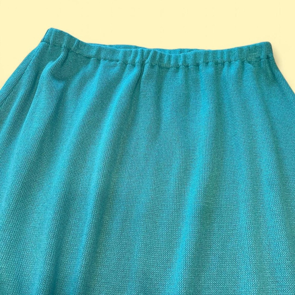 Vintage Blue Knit Midi Skirt Size 14 Coastal Grandmother Cottagecore - Picture 3 of 5